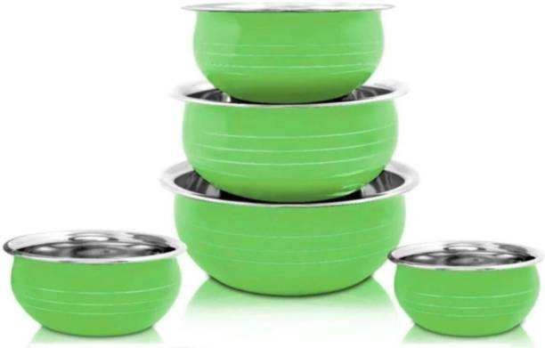 Meru Meru stainless steel green handi set Induction Bottom Cookware Set