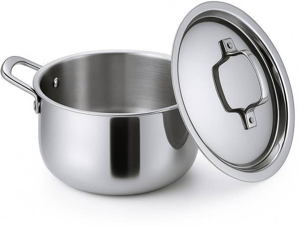 LIMETRO STEEL Triply Stainless Steel Casserole with Lid | Size - 20 cm, Capacity - 2 Litre Cookware Set