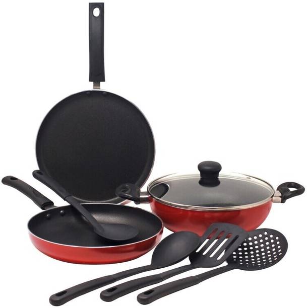 Kreme 8 Pcs (Non Induction) Non-Stick Coated Cookware Set