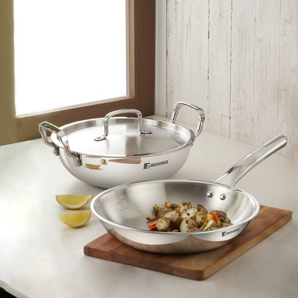 BERGNER Tripro Triply Stainless Steel 3 pcs इंडक्शन बॉटम कुकवेयर सेट