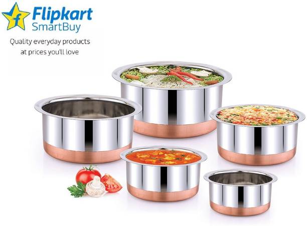 Flipkart SmartBuy Copper Bottom Tope Set Stainless Steel - 5 Pcs Cookware Set