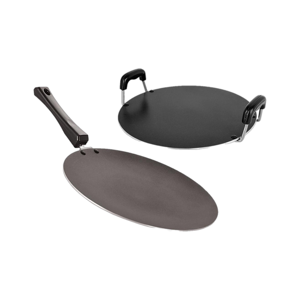 NIRLON Non-Stick Aluminium Tawa Cookware Set, 2-Pieces, Red (2.6mm_CT12_RT) Non-Stick Coated Cookware Set