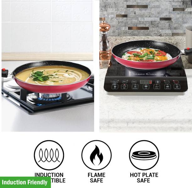 MILTON Pro Cook Kitchen Jewel Plus Granito, Maroon Induction Bottom Non-Stick Coated Cookware Set