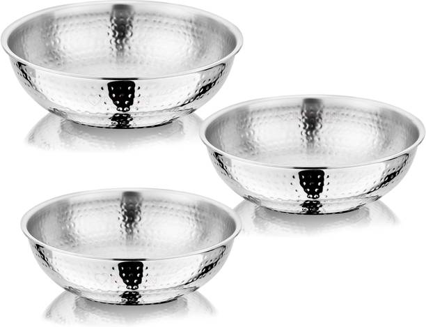 NIRLON Hammered Triply Steel Cookware Tasla-Tasra 3Pc 18cm-1.2L|20cm-1.5L|22cm-2.1L Induction Bottom Cookware Set