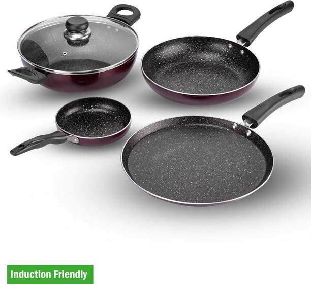 VINOD 4 Pieces Supreme Induction Bottom Non-Stick Coated Cookware Set