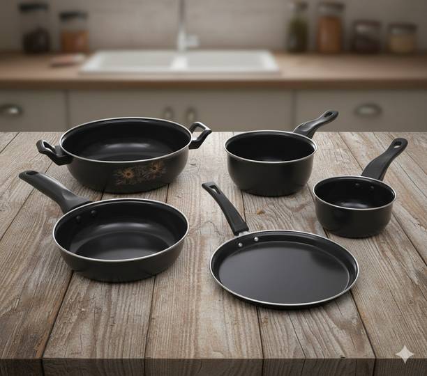 SILVOSWAN BLACKPRO COOK SET Induction Bottom Non-Stick Coated Cookware Set