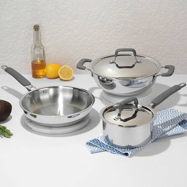 VINOD Platinum Luxe Triply Stainless Steel Induction Bottom Cookware Set