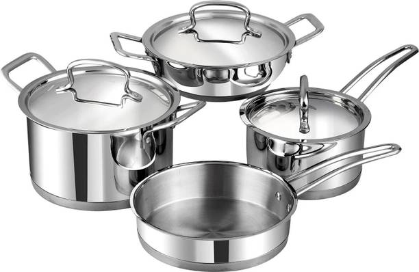 VINOD Classic Deluxe Combo,Set of 4 Pcs,Saucepan, Saucepot, Kadhai and Frypan इंडक्शन बॉटम कुकवेयर सेट