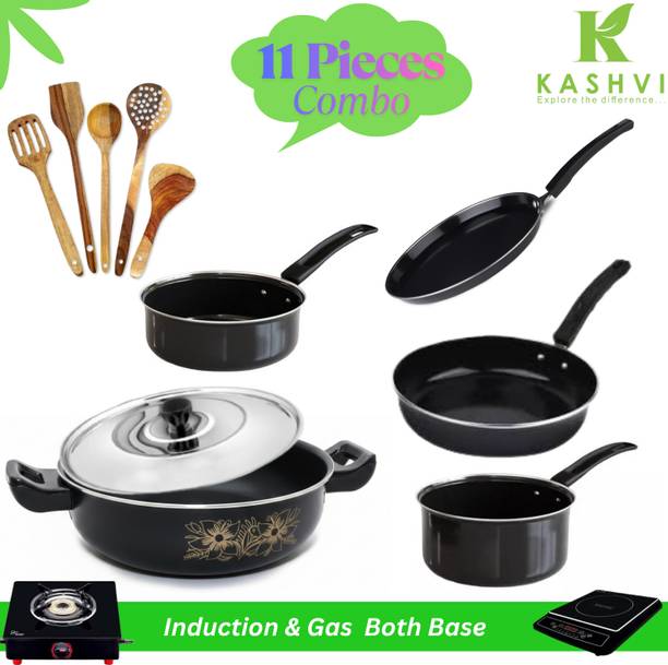 cookpro 5 pcs cookware set with 5 spatula Induction Bottom Non-Stick Coated Cookware Set