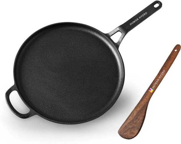 Human Hydro IronCure Cast Iron Single Handle Tawa with Wooden Spatula Induction Bottom Cookware Set