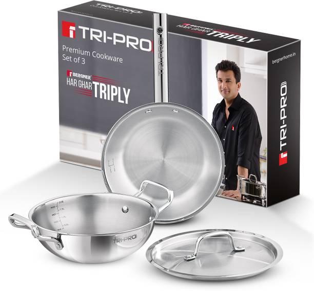 BERGNER Tripro Triply Stainless Steel 3 pcs Induction Bottom Cookware Set