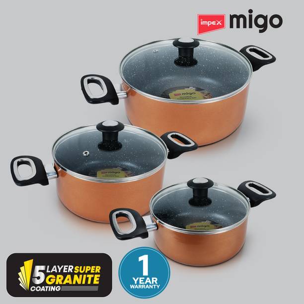 IMPEX Nonstick Granite Casserole Set 6 pcs Festival Gift Set इंडक्शन बॉटम कुकवेयर सेट
