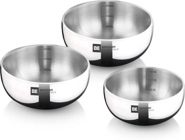 BERGNER BE Essentials Cook and Serve TriPly Stainless Steel 3 Pcs Mini Tasra Set Induction Bottom Cookware Set