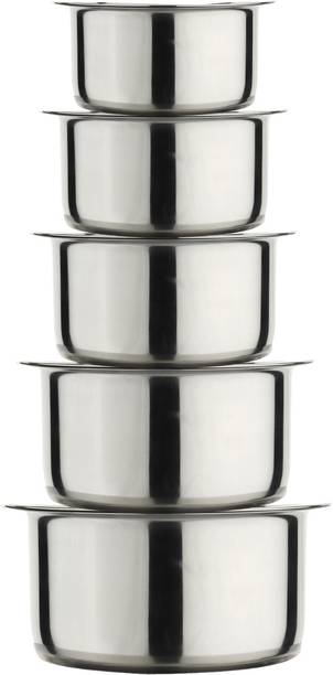 LIMETRO STEEL Set of 5 High Quality 22Gauge Induction & Gas Stove Compatible Tope Set with lid Induction Bottom Cookware Set