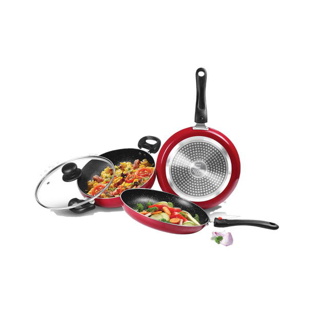MILTON Pro Cook Kitchen Jewel Plus Granito, Maroon इंडक्शन बॉटम कुकवेयर सेट