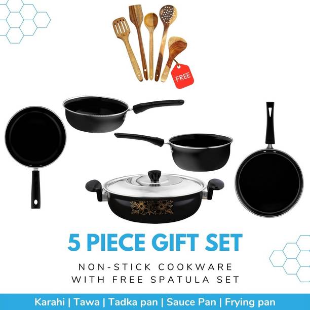 cookpro Cookpro Luxury ( 5 pcs cookware set with 5 pcs multipurpose spatula set Induction Bottom Non-Stick Coated Cookware Set