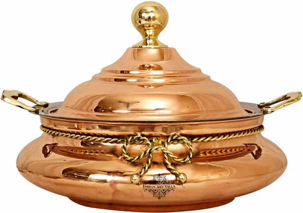 IndianArtVilla Steel Copper Chafing Dish 4 Ltr. 4 L Round Chafing Dish