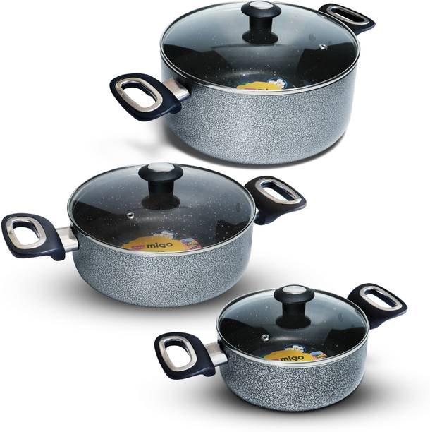 IMPEX 6 pcs Nonstick Granite Casserole set, 5 Layer Super Granite, Festival Gift Set Induction Bottom Non-Stick Coated Cookware Set