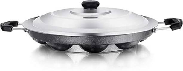 KIYANSH ENTERPRISE Paniarakkal With Lid Appam Patra (12 Cavity) Hammer Tone Coating Non-Stick Coated Cookware Set