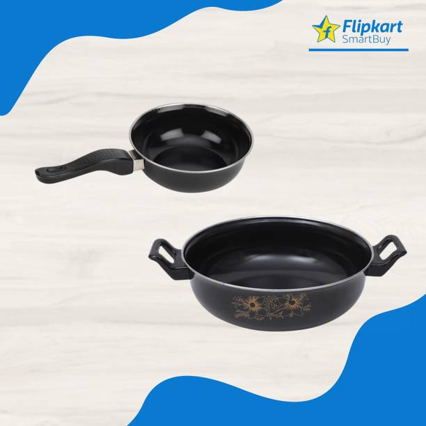 Flipkart SmartBuy Non-Stick Cookware Set of 2 Pcs - Kadhai & Tadka Pan - Induction Bottom Non-Stick Coated Cookware Set