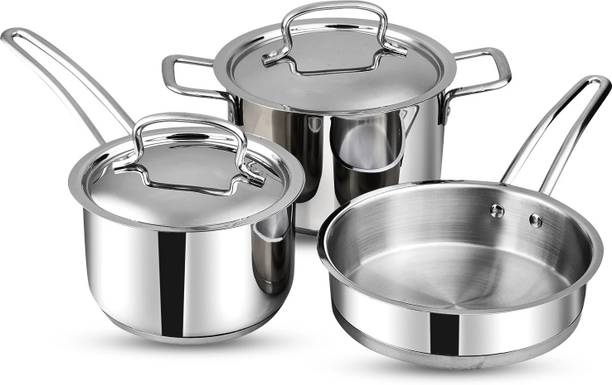 VINOD Stainless Steel Induction Friendly Classic Deluxe Combo Induction Bottom Cookware Set