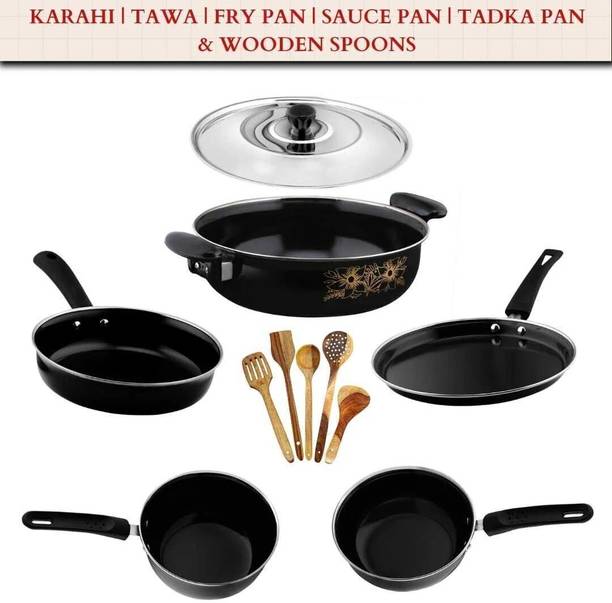 Kashvi NEW25_Cookware with spatula set Induction Bottom Non-Stick Coated Cookware Set