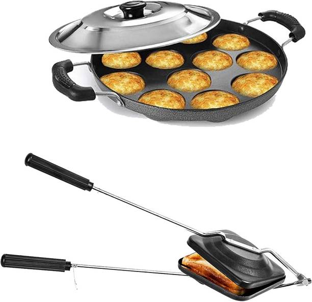 Masox Store Non-Stick Coated Combo Sandwich Toaster, 12 Cavity Appam Patra with Steel Lid S3 Toast Sandwich Maker