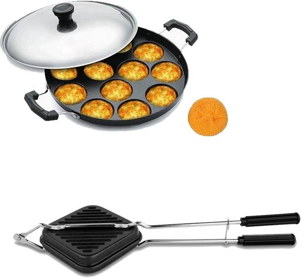 Masox Store Non-Stick Aluminium Grill Sandwich Bread Toaster | Appam Patra with Steel Lid S0 0 W Pop Up Toaster