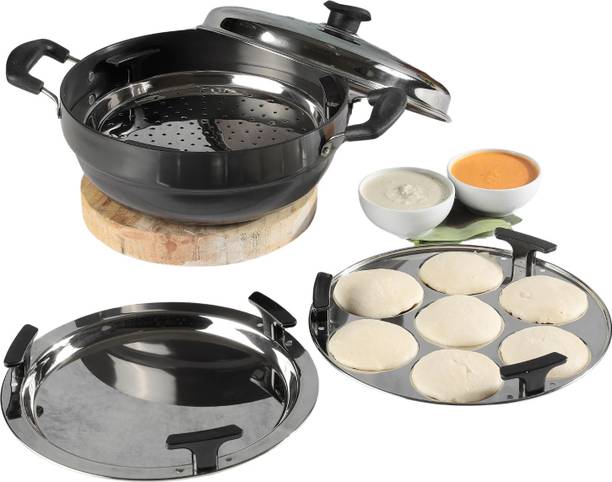 VINOD Black Pearl Plus Hard Anodised 6 Pcs Multi Kadai इंडक्शन बॉटम कुकवेयर सेट