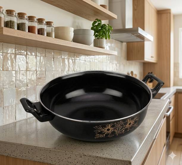 Jainpet Compact Non-Stick Cooking Kadai for Home Chefs Non-Stick Coated Cookware Set