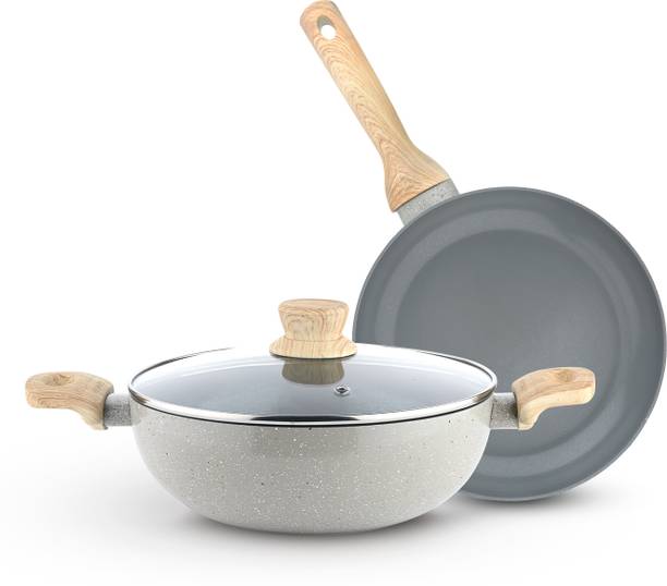 BERGNER Terra Non-Stick 3 Pcs Cookware Set | Ceramic Coating | Less Oil Use | इंडक्शन बॉटम कुकवेयर सेट