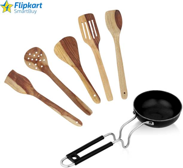 Flipkart SmartBuy Kitchen Combo Set - Heavy Iron Tadka Pan & Spatula Set of 5 Pcs - Kitchen Cookware Set