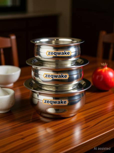 ZeqWake Stainless steel patila Set With Lid,Steel Tope Set,Cookware set Of 6 Induction Bottom Cookware Set
