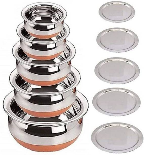 MapleTex Copper Base Handi with Lid / Urli Set Cookware Set कुकवेयर सेट