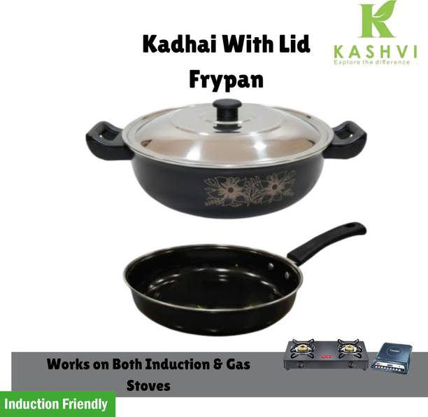 Kashvi Multipurpose Cookware for Everyday Use Induction Bottom Non-Stick Coated Cookware Set