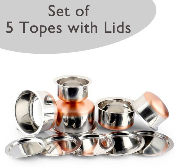 RBGIIT Copper Bottom Kitchen Serving Cooking Bowl biryani, rice Handi/Pot/Patila Cookware Set