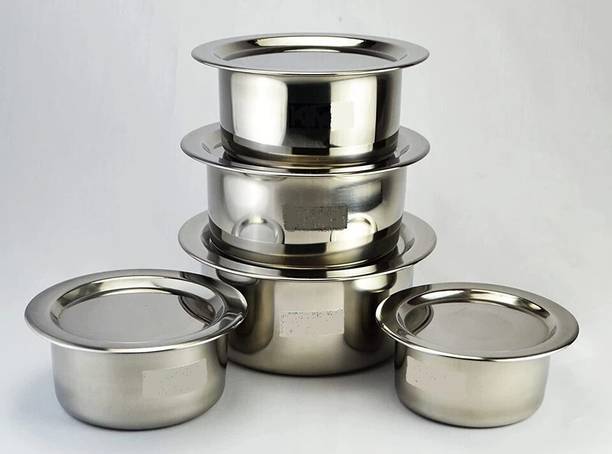 MB BROTHERS Patila Tope Handi Milk Storage Tapeli Tapela with Lid (5 TOPE & 5 LID) Cookware Set