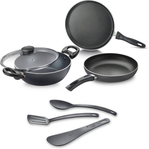 Judge ACE BYK Set of 3 with lid & 3 Nylon Tools Ladle |Low Oil Cooking Non-Stick Coated Cookware Set