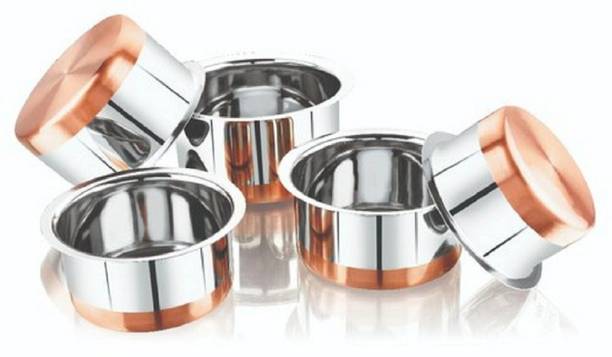 RBGIIT Stainless Steel Copper Bottom Cookware set/Container/Tope Set of 5 Pieces patila/bhaona/tapeli/serving bowl/biryani new pot pan Stainless Steel bowl set for 5 pcs serving Tope/Tapela/tableware/storage containers/bakeware/ dinner set/ kitchen set steel item for home appliances and kitchen serving cooking combo set storage container copper Tope/URLI set fruit and salad bowl Cookware set 5 pcs Stainless Steel Serving Bowl Perfect Copper Tope Tapela Set for Everyday Use Whether you want to cook a delicious serving of your favourite sabzi or heat leftover curries from the previous day, the 5-piece copper Tope set, Prabhu Chetty, Curved Copper Plate at Bottom, Best Quality Stainless Steel Copper Bottom 5 Pic Pot Set, Brown & Steel, 5 Pic Copper Vegetable Bowl ,Cooking Dinner Table Serving Biryani Pot Kadhai , Panikarilikka Steel 5 Pices Sets (Without Lid) RBC1 Cookware Set