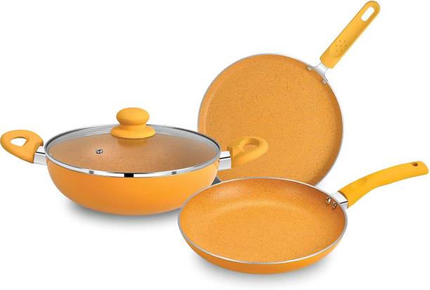 BERGNER Bergner Jazz Non Stick Cookware Set 4Pc- Induction Compatible Induction Bottom Non-Stick Coated Cookware Set