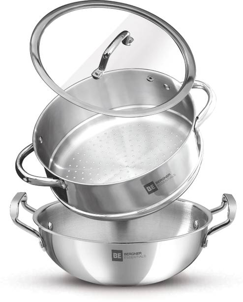 BERGNER BE Bergner Essentials Tri-Ply Stainless Steel 3 Pcs Cookware Set इंडक्शन बॉटम कुकवेयर सेट