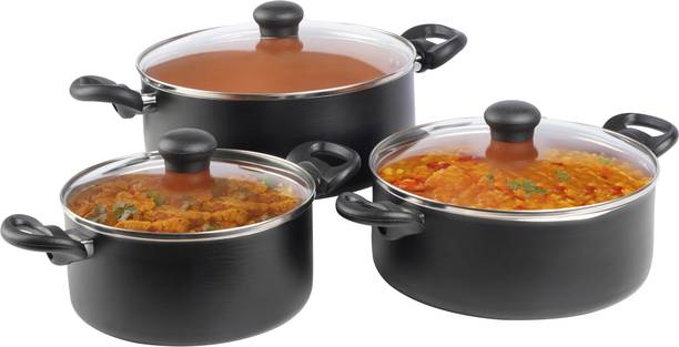 Kreme Casserole 2.5L + 3.5L + 4.5L Induction Bottom Non-Stick Coated Cookware Set