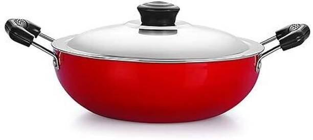Redific nonstick Aluminium Deep Fry Kadai with Stainless Steel Lid, Capacity 3.6 Litre Kadhai 26 cm diameter with Lid 3.6 L capacity