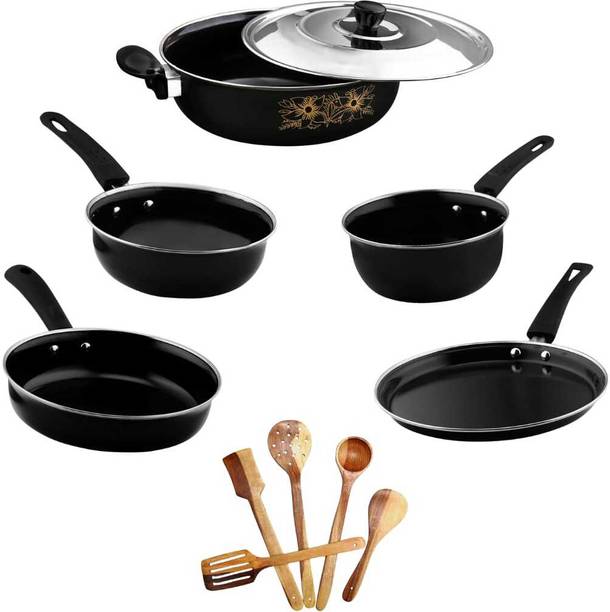 cookpro Cookpro Deluxe Non-stick(Natural Iron) Best Kitchen Cookware with spatula set Induction Bottom Non-Stick Coated Cookware Set