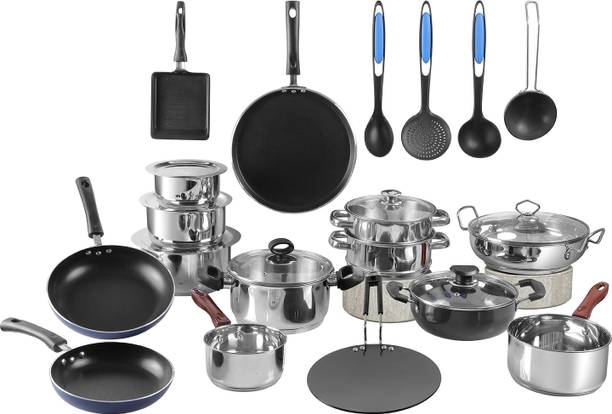 VINOD 25 Pcs Stainless Steel Cookware Set Induction Bottom Non-Stick Coated Cookware Set