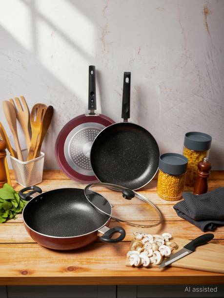 Supreme Cookware Kadhai / Tawa / Fry Pan Induction Bottom Non-Stick Coated Cookware Set