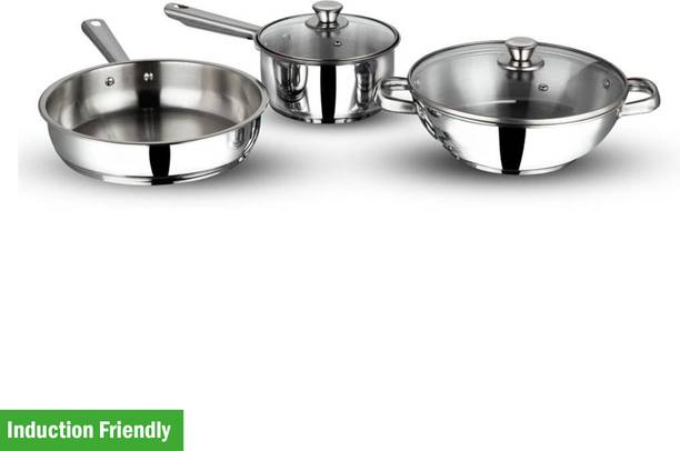 VINOD Stainless Steel 3pc Modena Set Induction Bottom Cookware Set