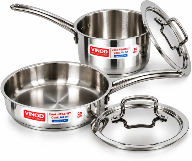 VINOD Stainless Steel Classique Deluxe Combo 2 Pcs Induction Bottom Cookware Set