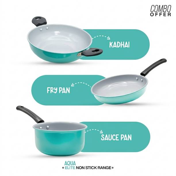 Dozy Induction Bottom Non-Stick Coated Cookware Set Ceramic, 3 - Piece