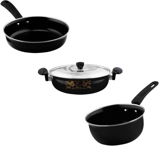cookpro Cookpro Deluxe Non-stick(Natural Iron) Best Kitchen Cookware Set Of 4 Induction Bottom Non-Stick Coated Cookware Set
